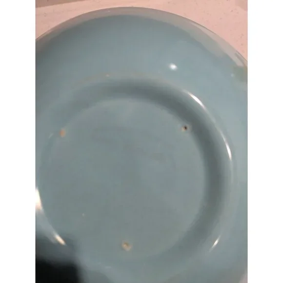 Metlox Vernon Ware Oval Serving Bowl 9 inches Aqua Blue Heavenly Days Collection - Picture 3 of 10
